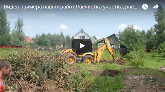 Видео примера наших работ -Расчистка участка, раскорчевка, выравнивание трактором  в Солнечногорске